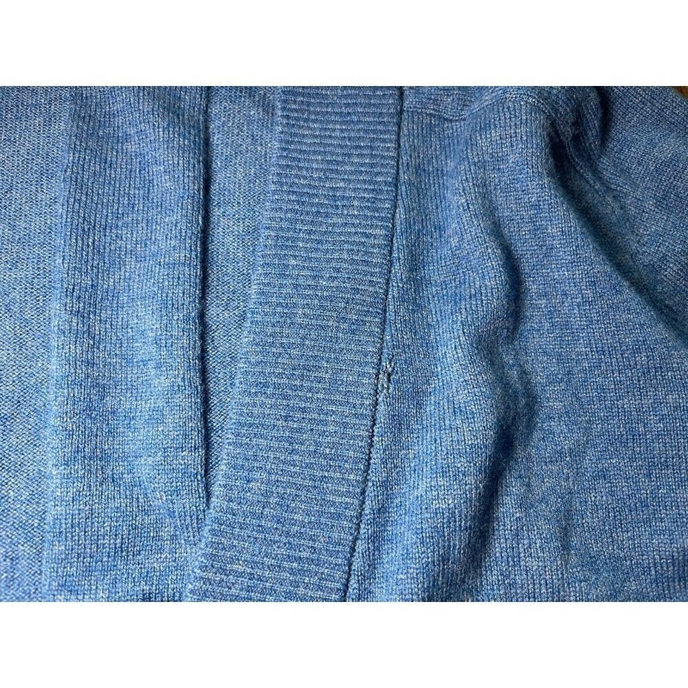 AKRIS Punto Virgin Wool Cashmere Cardigan Sweater in Blue Denim Size 8 - Picture 6 of 10